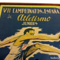 Coleccionismo deportivo: 70 CM - CARTEL ORIGINAL CAMPEONATO ATLETISMO VALENCIA AÑO 1959 - LITOGRAFIA AVIÑO - ENMARCADO