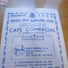 Coleccionismo deportivo: PROGRAMA OFICIAL DEL CONCURSO HÍPICO INTERNACIONAL OFICIAL DE MADRID AÑO 1960. Lote 268974764