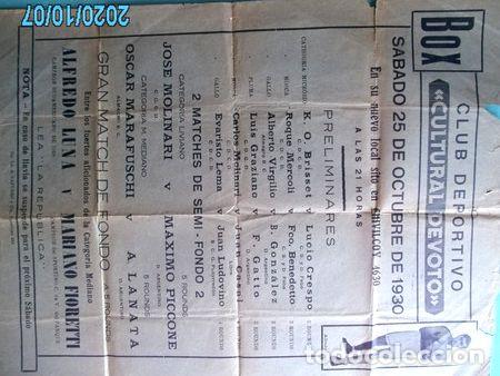 Coleccionismo deportivo: programa afiche propaganda antigu boxeo cultural devoto 1930 - Foto 1