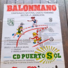 Coleccionismo deportivo: CARTEL BALONMANO CAMPEONATO MÁLAGA 1995 CERVEZA MIGUEL