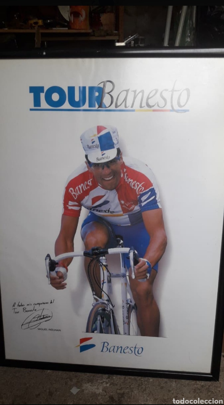Coleccionismo deportivo: Poster indurain enmarcado - Foto 1