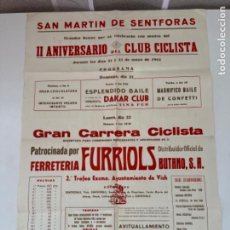 Coleccionismo deportivo: CARTEL ORIGINAL CICLISMO CARRERA CICLISTA 1961 SAN MARTIN DE SENTFORAS VICH. Lote 341960733