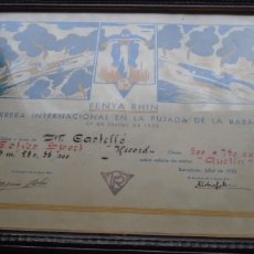Colecionismo desportivo: CARTEL PENYA RHIN. VIII CARRERA INTERNACIONAL DE LA PUJADA A LA RABASSADA 1930. Lote 375242464