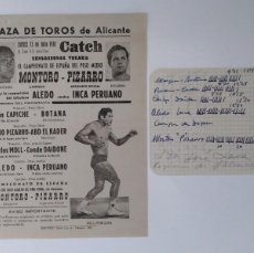 Coleccionismo deportivo: CARTEL PLAZA TOROS ALICANTE JULIO 1961 PROGRAMA VELADA LUCHA LIBRE CATCH BOXEO RV. Lote 401813439