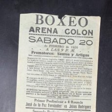 Coleccionismo deportivo: CUBA,1926. BOXEO. ARENA COLON. JIMMY KELLY VS KID CHAROL. CEPERO VS KID RODOLFO. TANSEY NORTON.