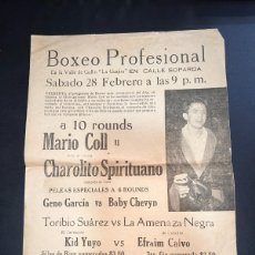 Coleccionismo deportivo: CUBA. AÑOS 20. BOXEO PROFESIONAL. MARIO COLL VS CHAROLITO SPIRITUANO.