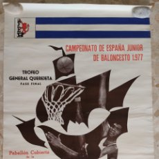 Coleccionismo deportivo: CARTEL CAMPEONATO DE ESPAÑA DE BALONCESTO JUNIOR 1977 HUELVA ANDALUCIA LA CASERA