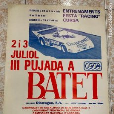 Coleccionismo deportivo: ESPECTACULAR POSTER III PUJADA A BATET, CURSA RACING. ESCUDERIA OLOT COMPETICIO. 49X68CMS. DIFICIL