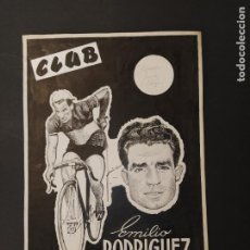 Coleccionismo deportivo: EMILIO RODRIGUEZ-CICLISTA-CICLISMO-DIBUJO ORIGINAL PARA LA REVISTA CLUB-SANTA CRUZ-VER FOTOS