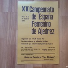 Coleccionismo deportivo: CARTEL XX CAMPEONATO DE ESPAÑA DE AJEDREZ FEMENINO 1979 CLUB ESCACS VIC