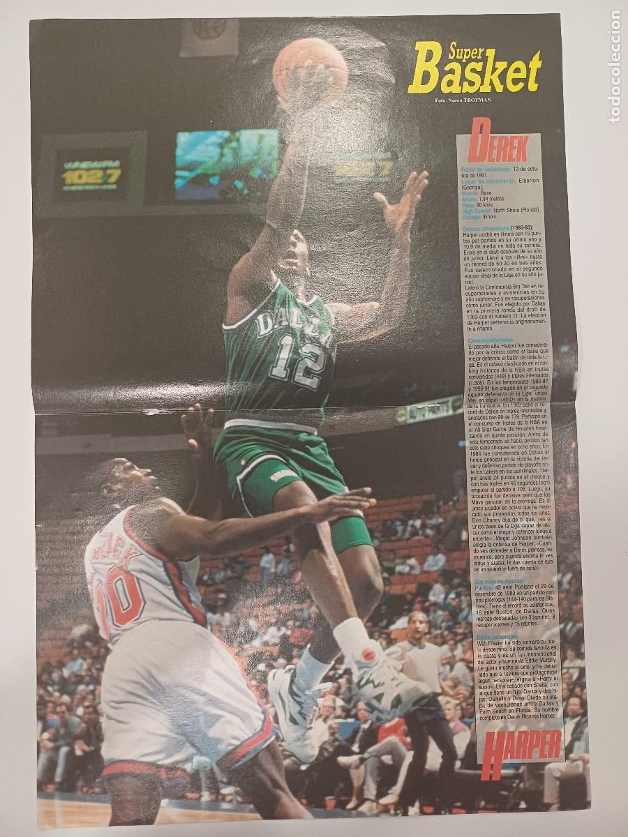Coleccionismo deportivo: POSTER BALONCESTO/DEREK HARPER/NBA. - Foto 1