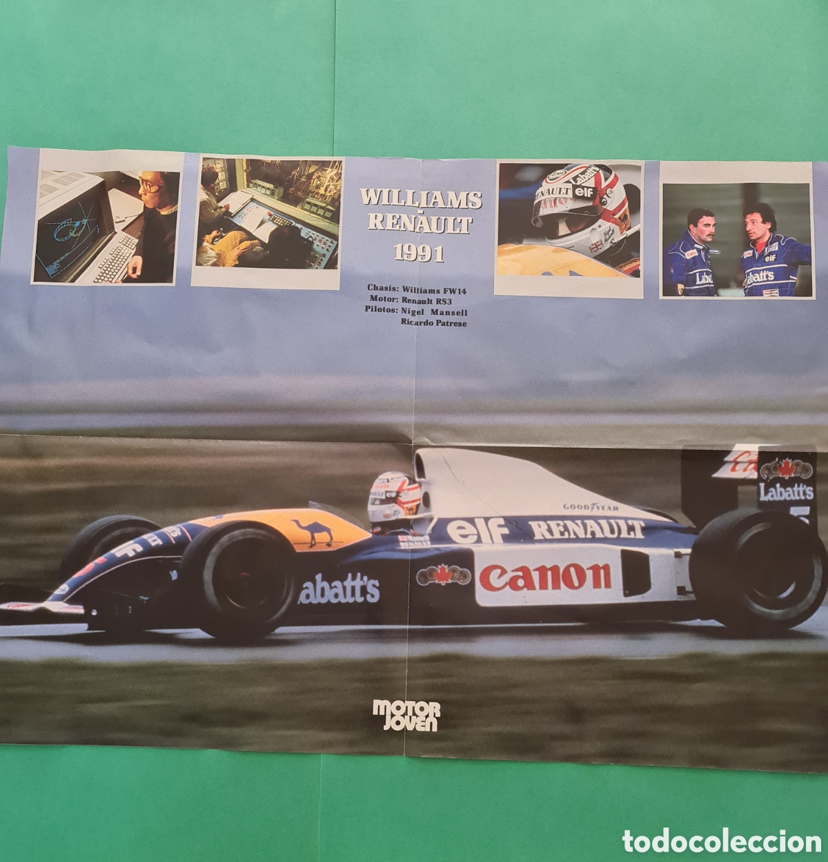 Coleccionismo deportivo: Poster Williams Renault, a&ntilde;o 1991 - Foto 2