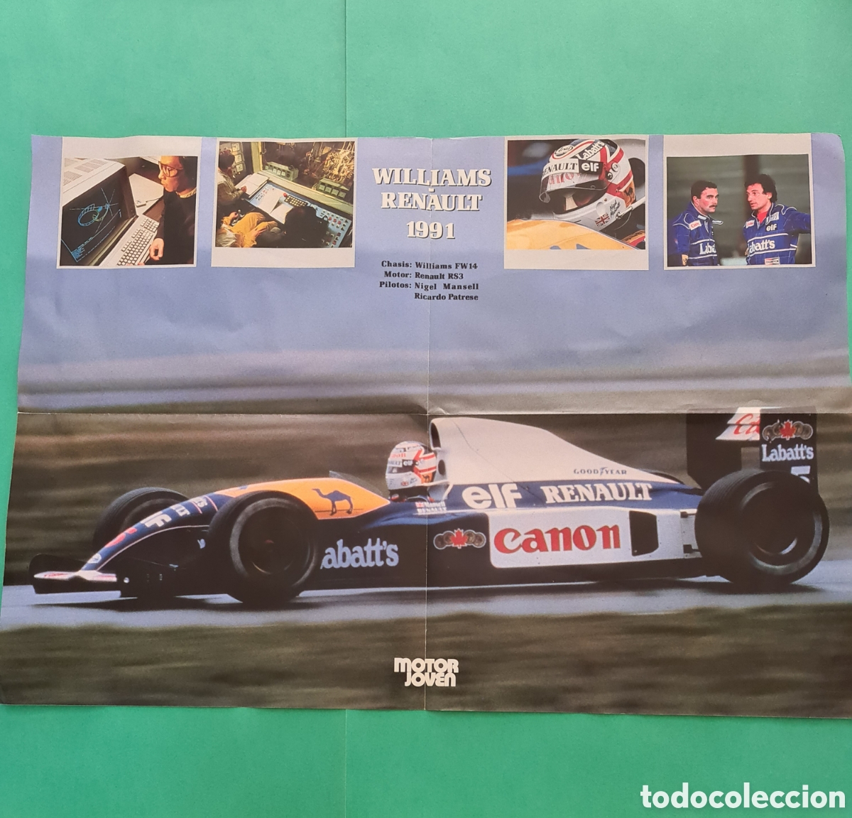 Coleccionismo deportivo: Poster Williams Renault, a&ntilde;o 1991 - Foto 1