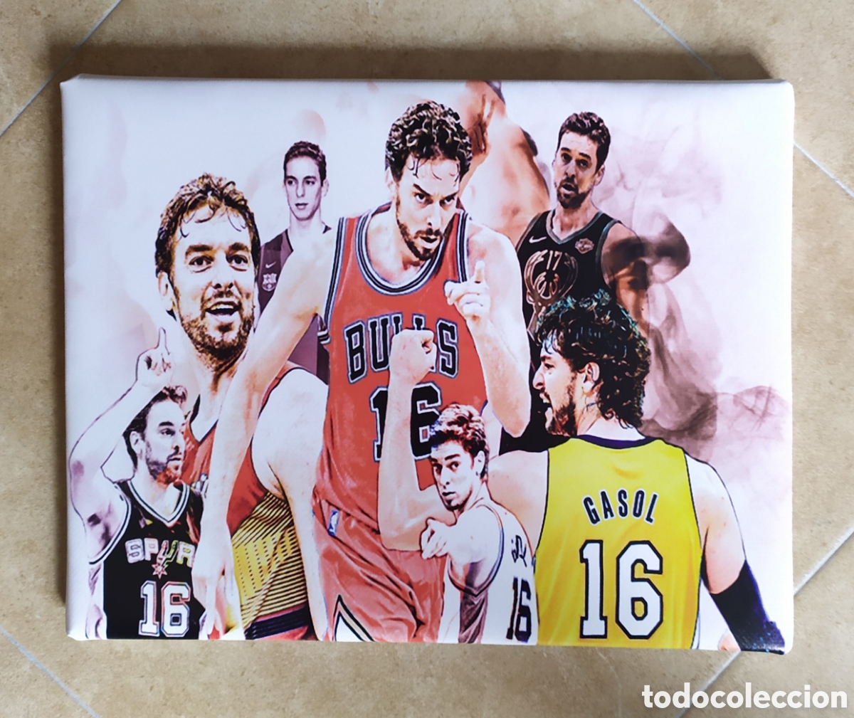 Coleccionismo deportivo: Cuadro collage PAU GASOL - Foto 1