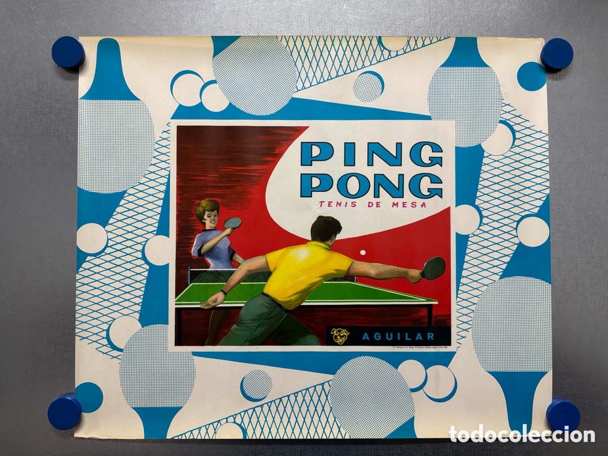 Coleccionismo deportivo: Cartel - PING PONG, TENIS DE MESA - AGUILAR - A&Ntilde;O 1963