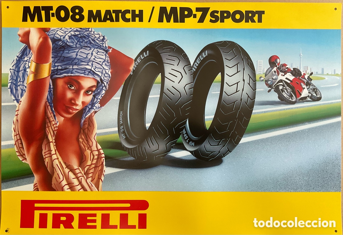 Coleccionismo deportivo: Cartel publicitario Pirelli 68 x 47 cm