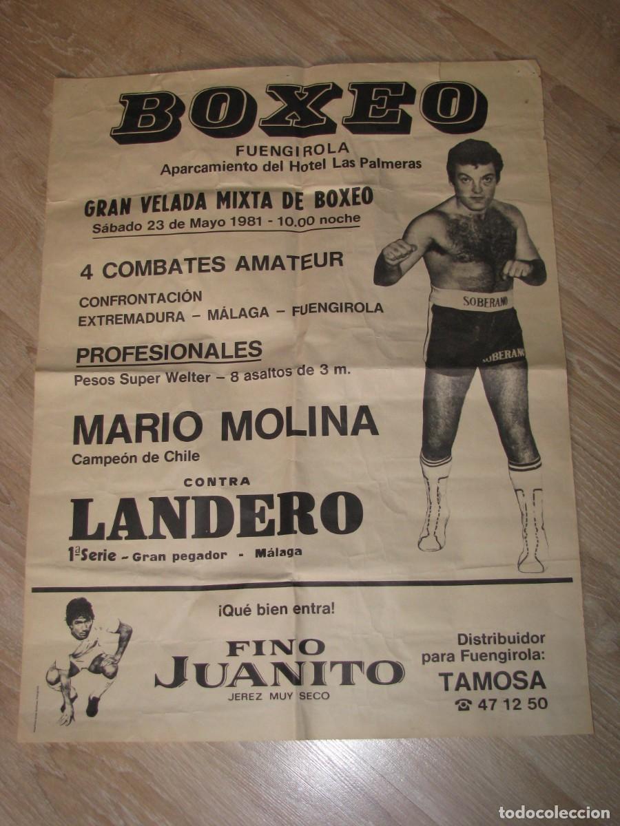 Coleccionismo deportivo: CARTEL DE BOXEO. FUENGIROLA. 23 DE MAYO 1981. MARIO MOLINA CONTRA LANDERO. 70X52 CM