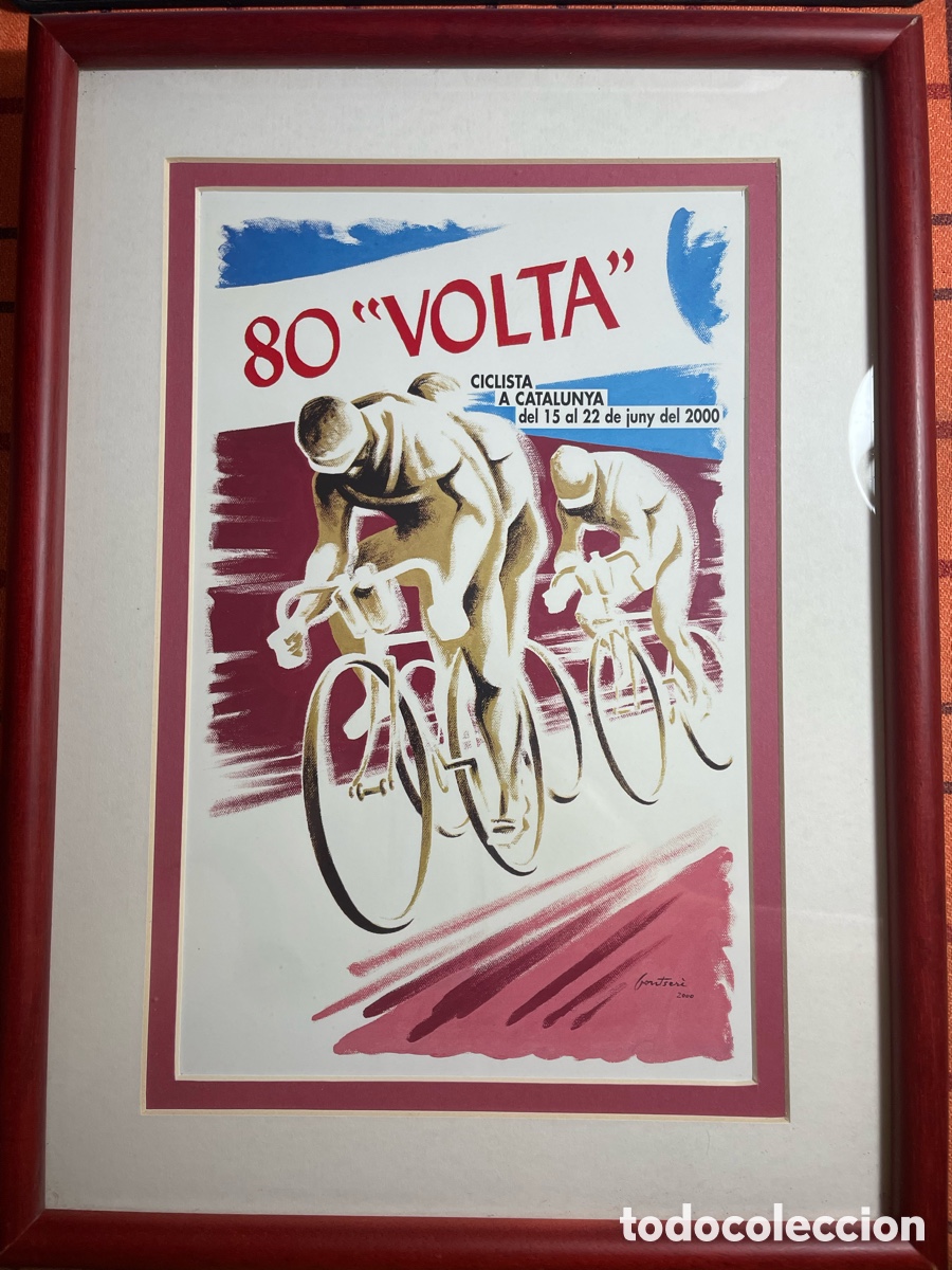 Coleccionismo deportivo: Cuadro p&oacute;ster 80&ordf; Volta Ciclista a Catalunya 2000 | Estilo retro | 28x38cm