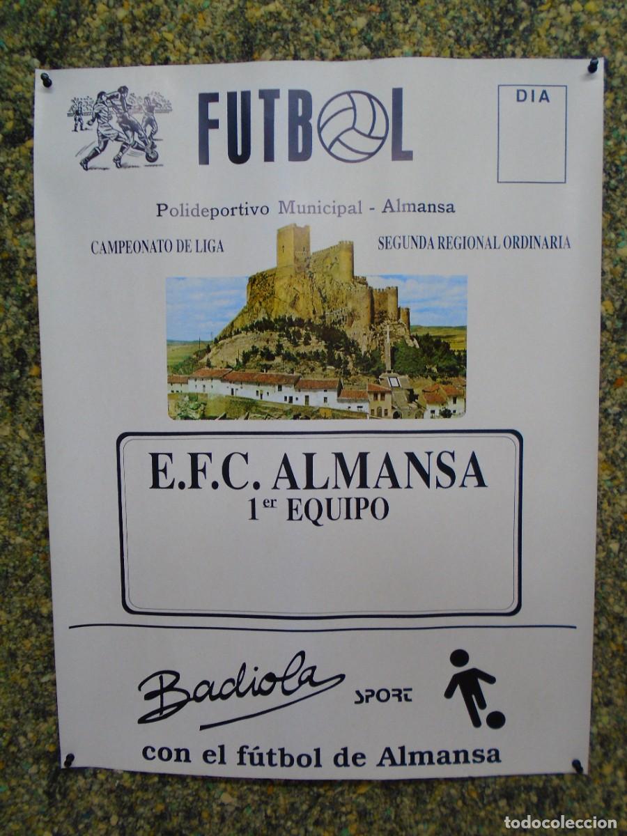 Coleccionismo deportivo: ALMAN(ALBACETE)FUTBOL,POLIDEPORTIVO MUNICIPAL,CARTEL 65X50 CM,A&Ntilde;OS 80.