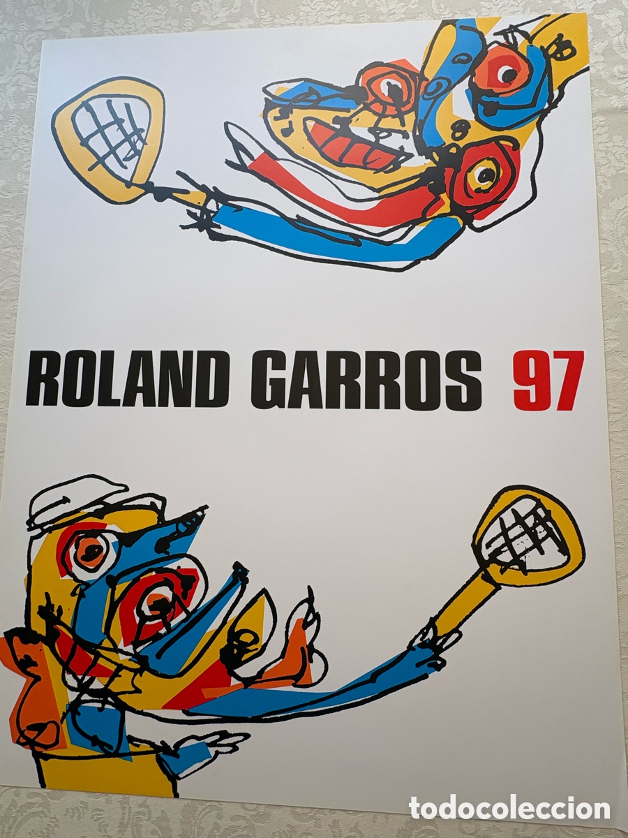 Coleccionismo deportivo: P&oacute;ster colecci&oacute;n Roland Garros 1997 Antonio Saura
