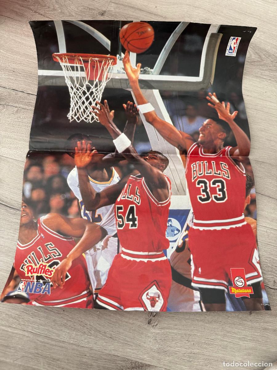 Coleccionismo deportivo: Poster Ruffles Matutano NBA Chicago Bulls - Pippen, Grant,