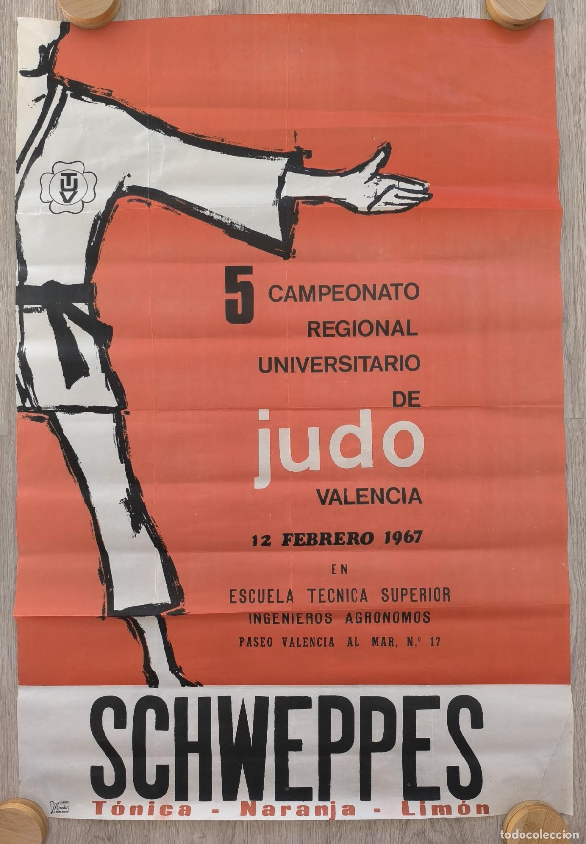 Coleccionismo deportivo: RW CARTEL JUDO 1967 5&ordm; CAMPEONATO REGIONAL UNIVERSITARIO PUBLICIDAD TONICA SCHWEPPES CD41