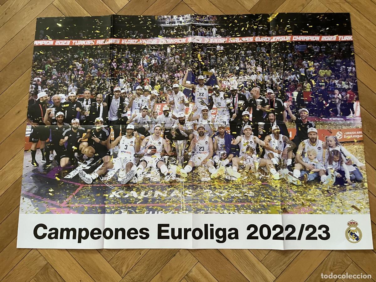 Coleccionismo deportivo: GRAN CARTEL POSTER OFICIAL REAL MADRID CAMPEONES EUROLIGA BALONCESTO 22 23 2022 2023 PLANTILLA