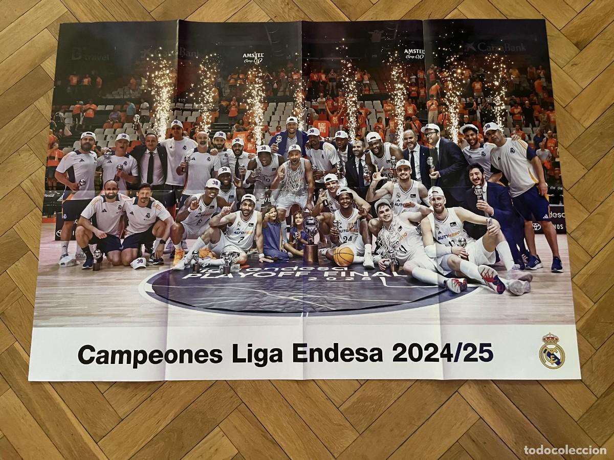 Coleccionismo deportivo: GRAN CARTEL POSTER OFICIAL REAL MADRID CAMPEONES LIGA ENDESA BALONCESTO 24 25 2024 2025 PLANTILLA