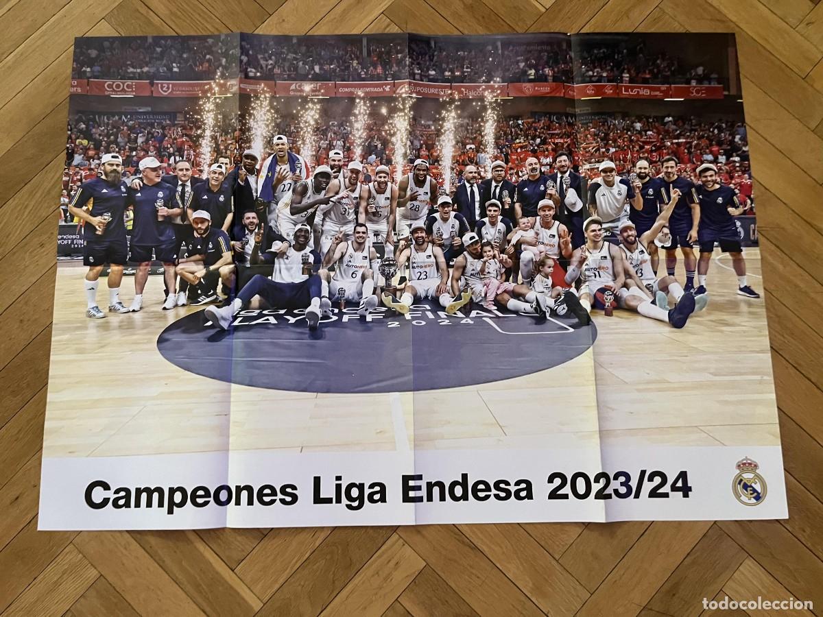 Coleccionismo deportivo: GRAN CARTEL POSTER OFICIAL REAL MADRID CAMPEONES LIGA ENDESA BALONCESTO 23 24 2023 2024 PLANTILLA