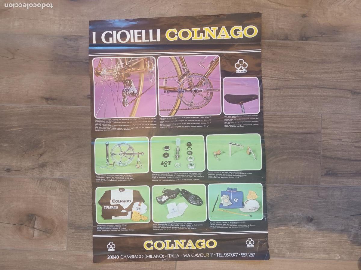 Coleccionismo deportivo: ANTIGUO CARTEL POSTER BICICLETA ERNESTO COLNAGO CICLI. I GIOIELLI. CAMBIAGO MILANO. CAMPAGNOLO.