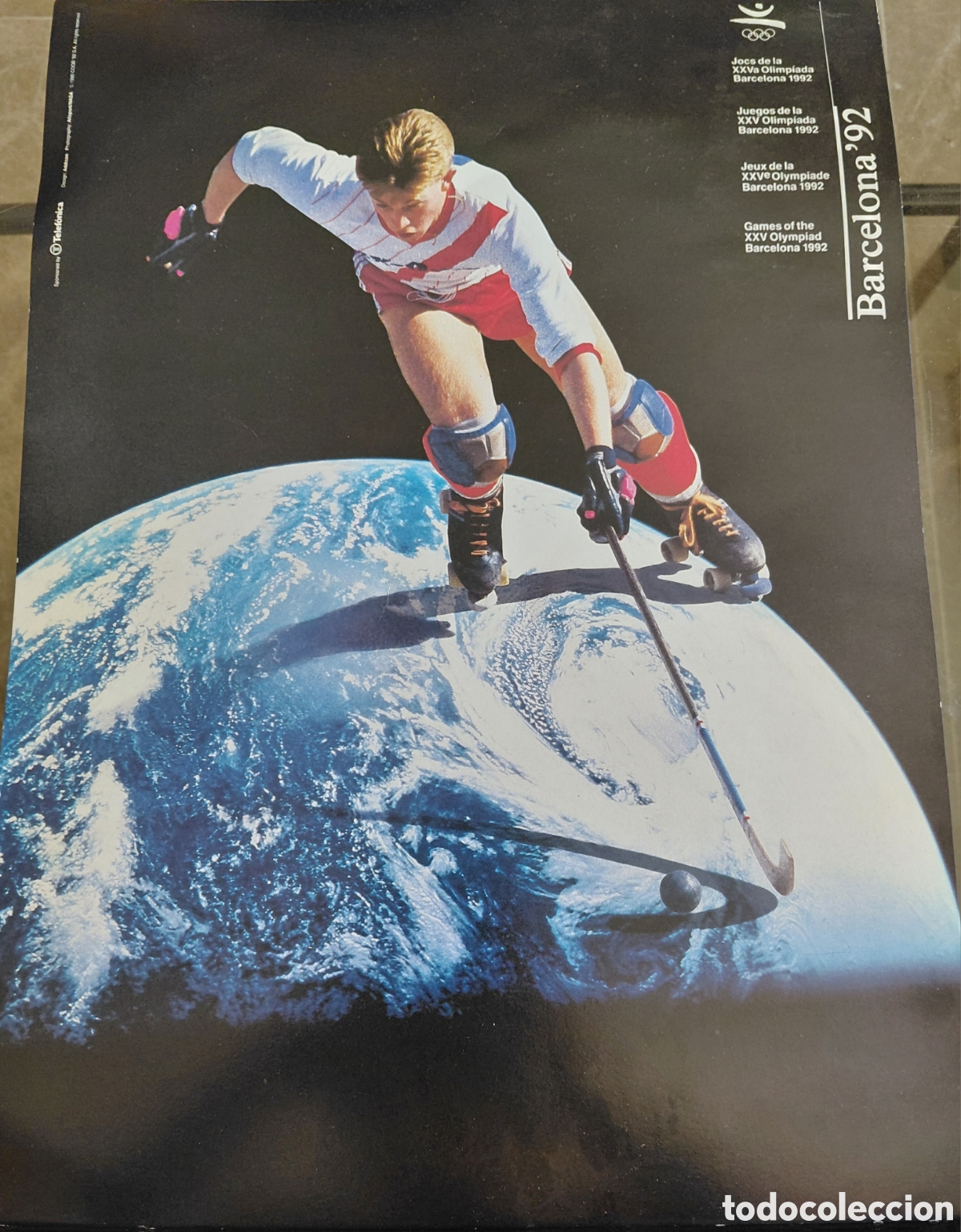 Coleccionismo deportivo: POSTER CARTEL OFICIAL JUEGOS OLIMPICOS BARCELONA 92-HOCKEY SOBRE PATINES-NASA-TELEFONICA