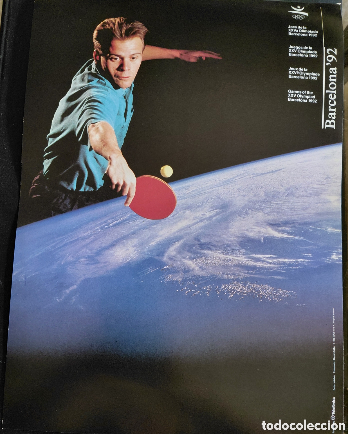 Coleccionismo deportivo: POSTER CARTEL OFICIAL JUEGOS OLIMPICOS BARCELONA 92- PING PONG- NASA- TELEFONICA