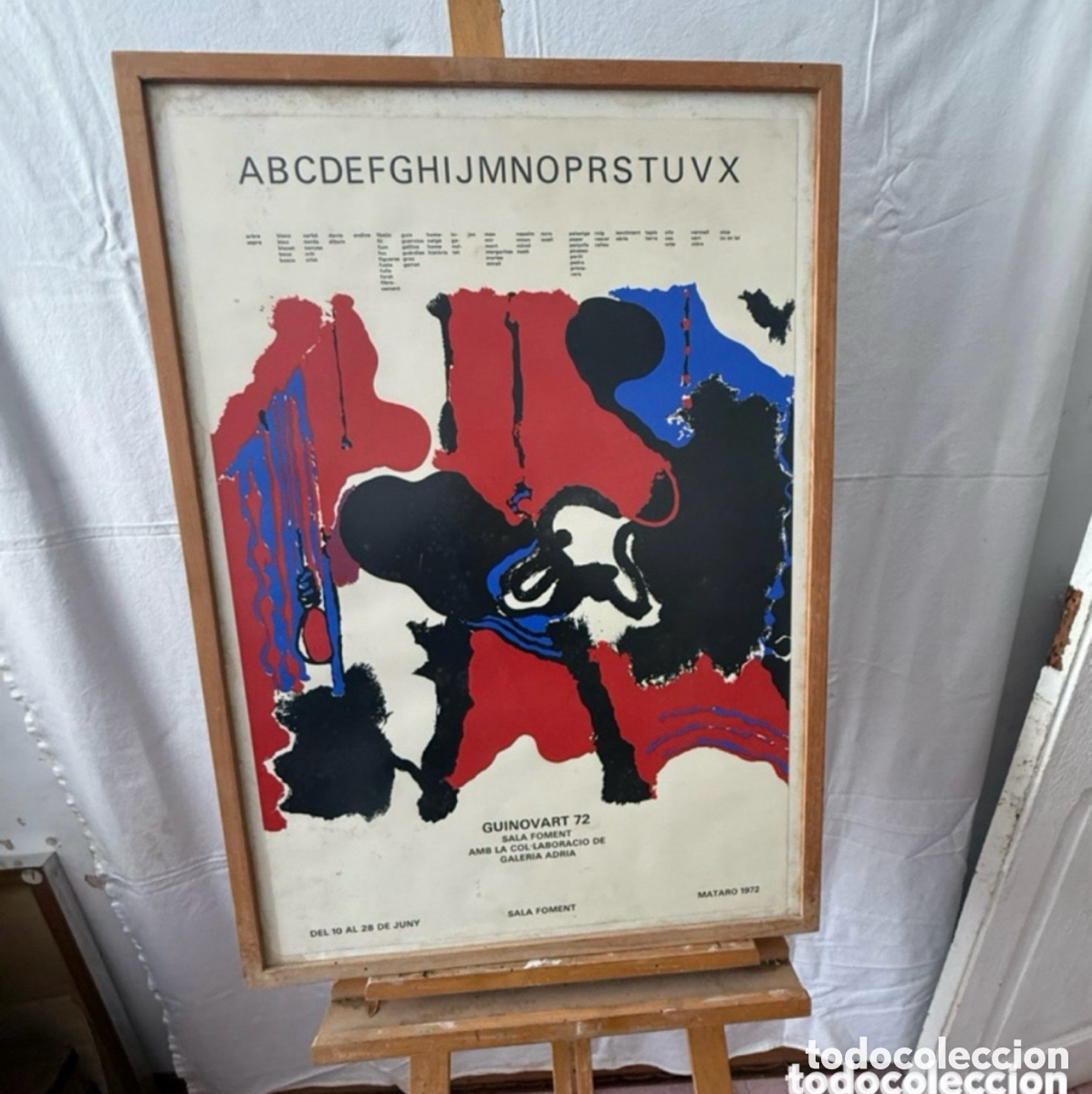 Coleccionismo deportivo: Cartel exposici&oacute;n Guinovart 72 Sala Foment Matar&oacute; 1972 enmarcado