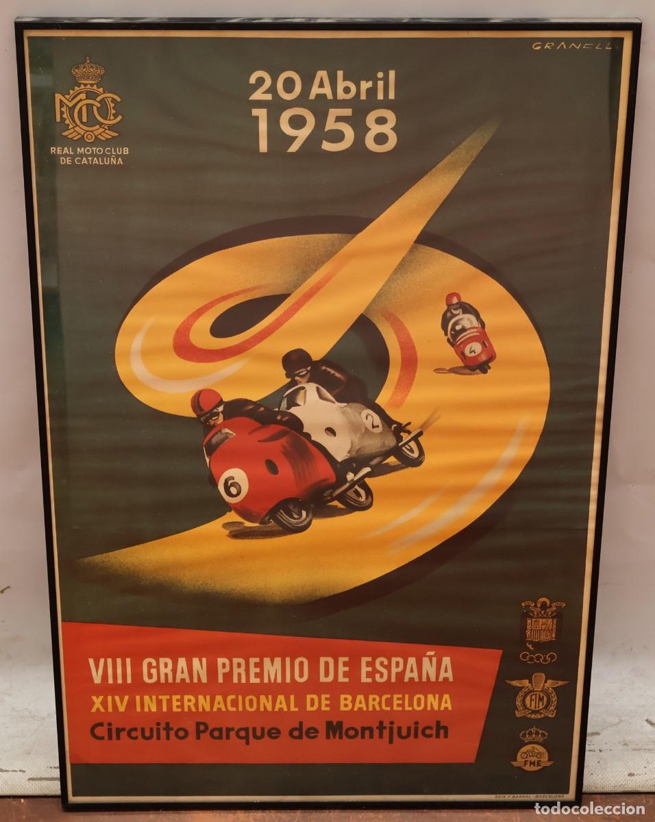 Coleccionismo deportivo: Cartel VIII Gran Premio de Espa&ntilde;a - Circuito Parque de Montjuich 20 Abril del A&ntilde;o 1958