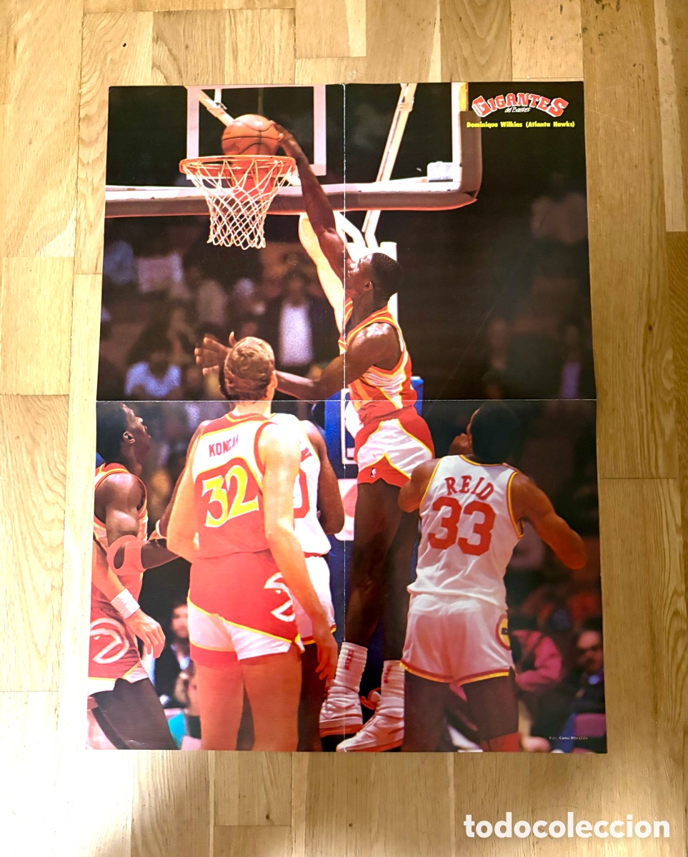 Coleccionismo deportivo: P&oacute;ster Gigante NBA Atlanta Hawks 1987 - Dominique Wilkins - Gigantes