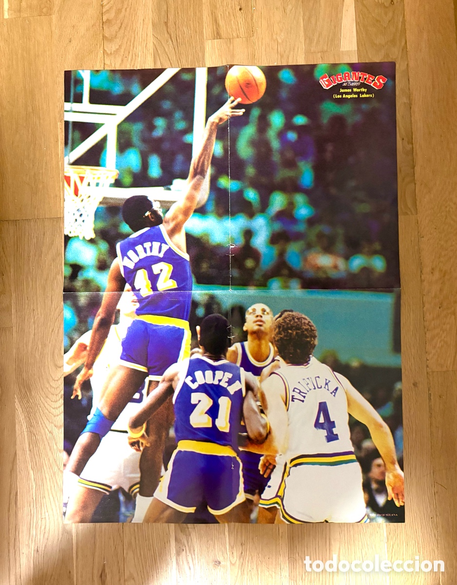 Coleccionismo deportivo: P&oacute;ster Gigante NBA Los Angeles Lakers 1987 - James Worthy - Gigantes