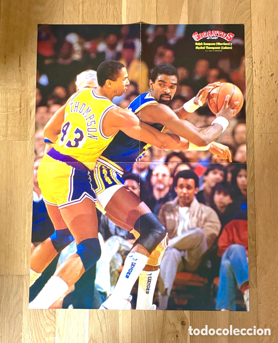 Coleccionismo deportivo: P&oacute;ster Gigante NBA Golden State Warriors vs Los Angeles Lakers 1988 - Ralph Sampson- GIGANTES