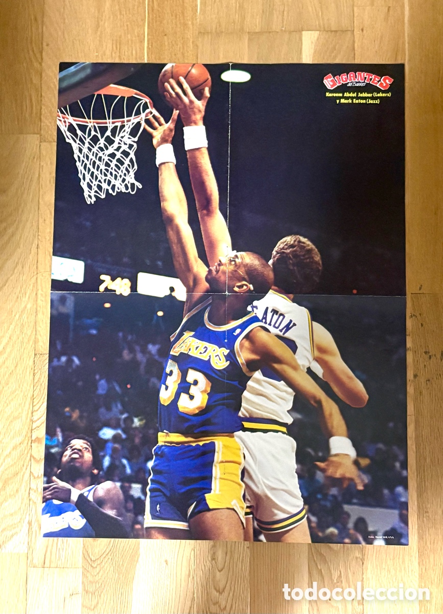 Coleccionismo deportivo: P&oacute;ster Gigante NBA Los Angeles Lakers vs Utah Jazz 1987 - Kareem Abdul-Jabbar - GIGANTES