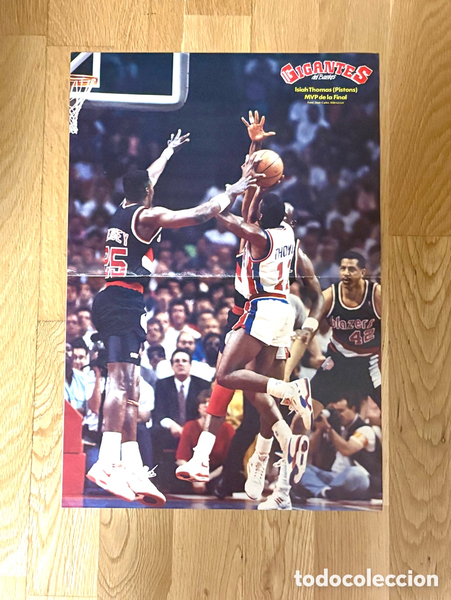 Coleccionismo deportivo: P&oacute;ster Gigante NBA Detroit Pistons vs Portland Trail Blazers 1990 - Isiah Thomas - Gigantes