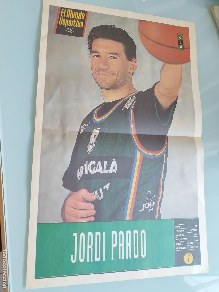 Coleccionismo deportivo: Poster del jugador de baloncesto Jordi Pardo. Montigal&agrave; del Club Joventut Badalona (la Penya).