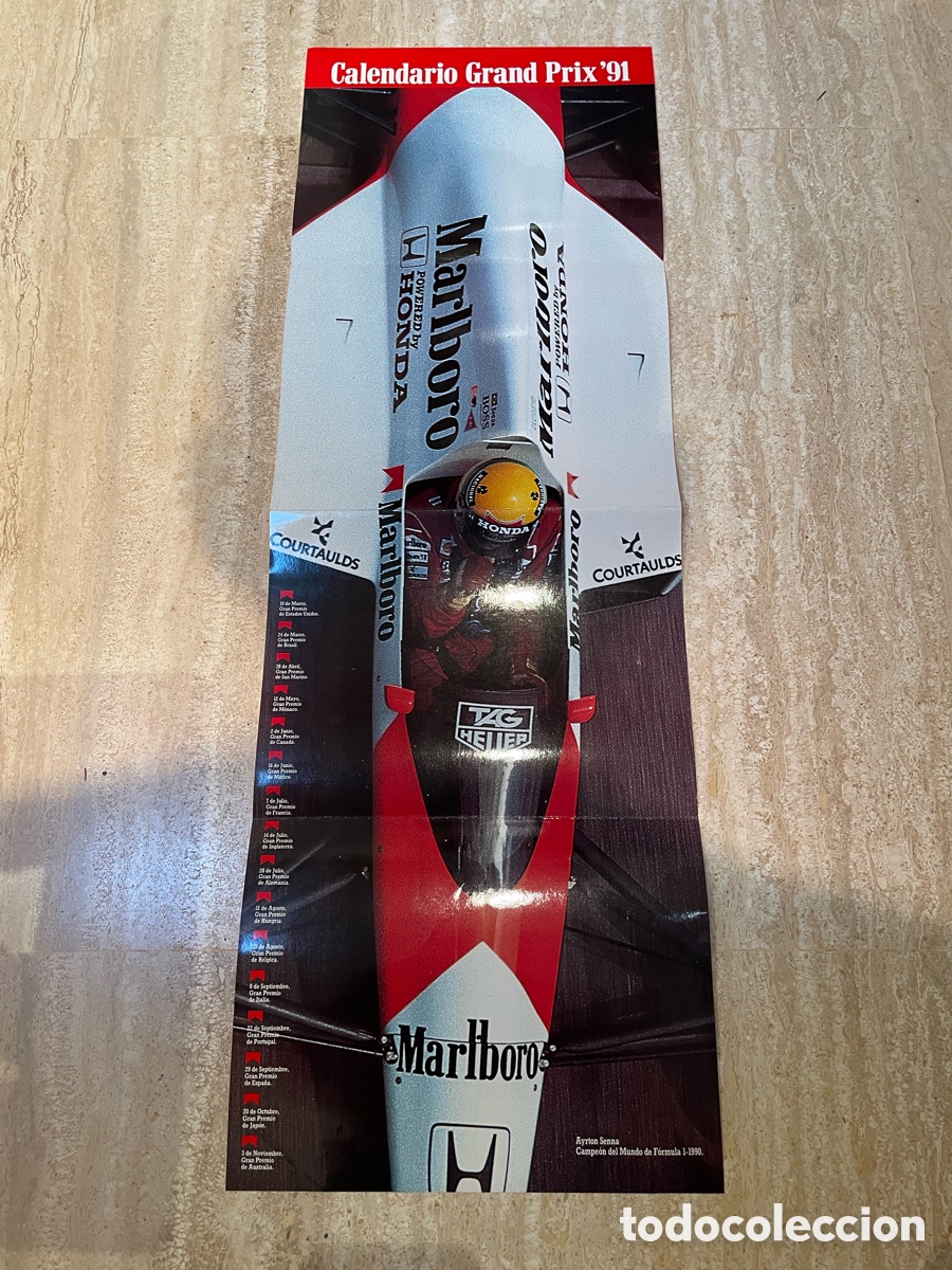 Coleccionismo deportivo: Calendario Grand Prix &rsquo;91 &ndash; Marlboro F&oacute;rmula 1 &ndash; Ayrton Senna &ndash; McLaren Honda