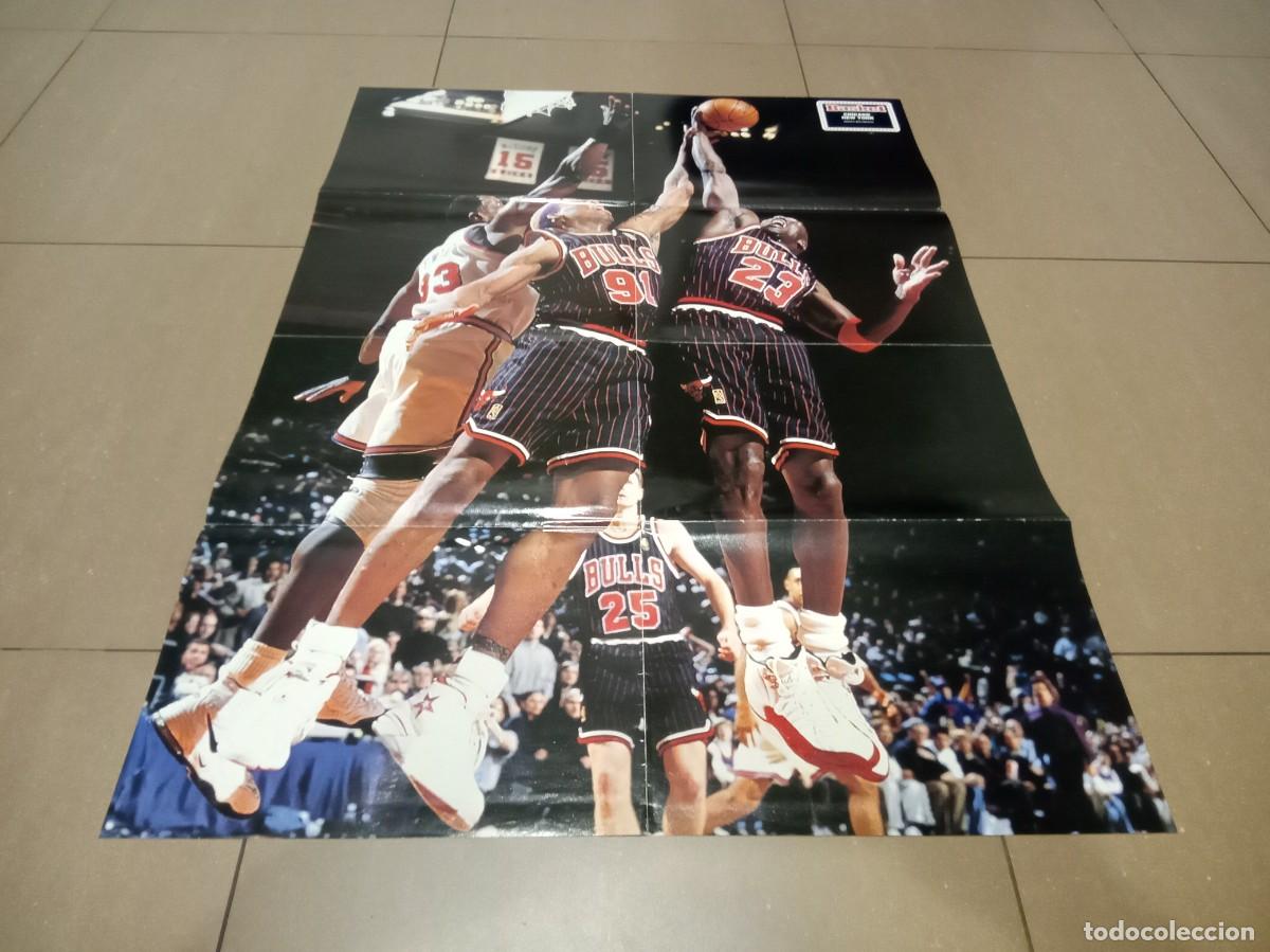 Coleccionismo deportivo: P&Oacute;STER CARTEL NBA REVISTA MAGAZINE AMERICAN BASKET MICHAEL JORDAN HAKEEM OLAJUWON BULLS ROCKETS 1997