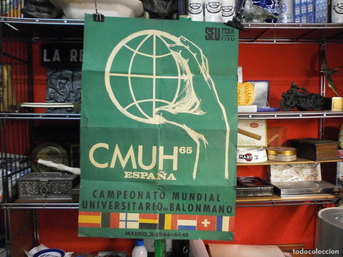 Colecionismo desportivo: cartel seu febm fisu CMUH a&ntilde;o 1965 espa&ntilde;a campeonato mundial universitario de balonmano