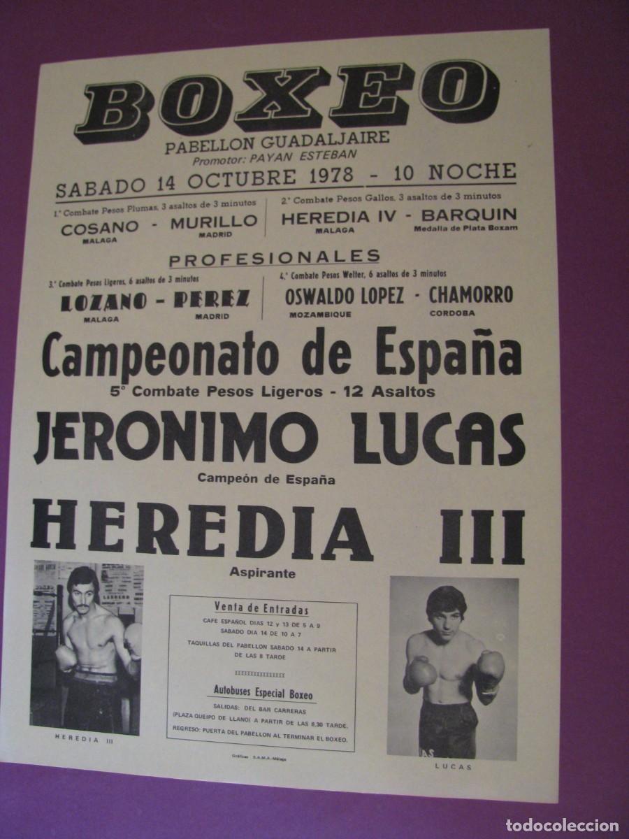 Coleccionismo deportivo: BOXEO. PABELLON GUADALJAIRE 1978. JERONIMO LUCAS, HEREDIA III. 29X21 CM.