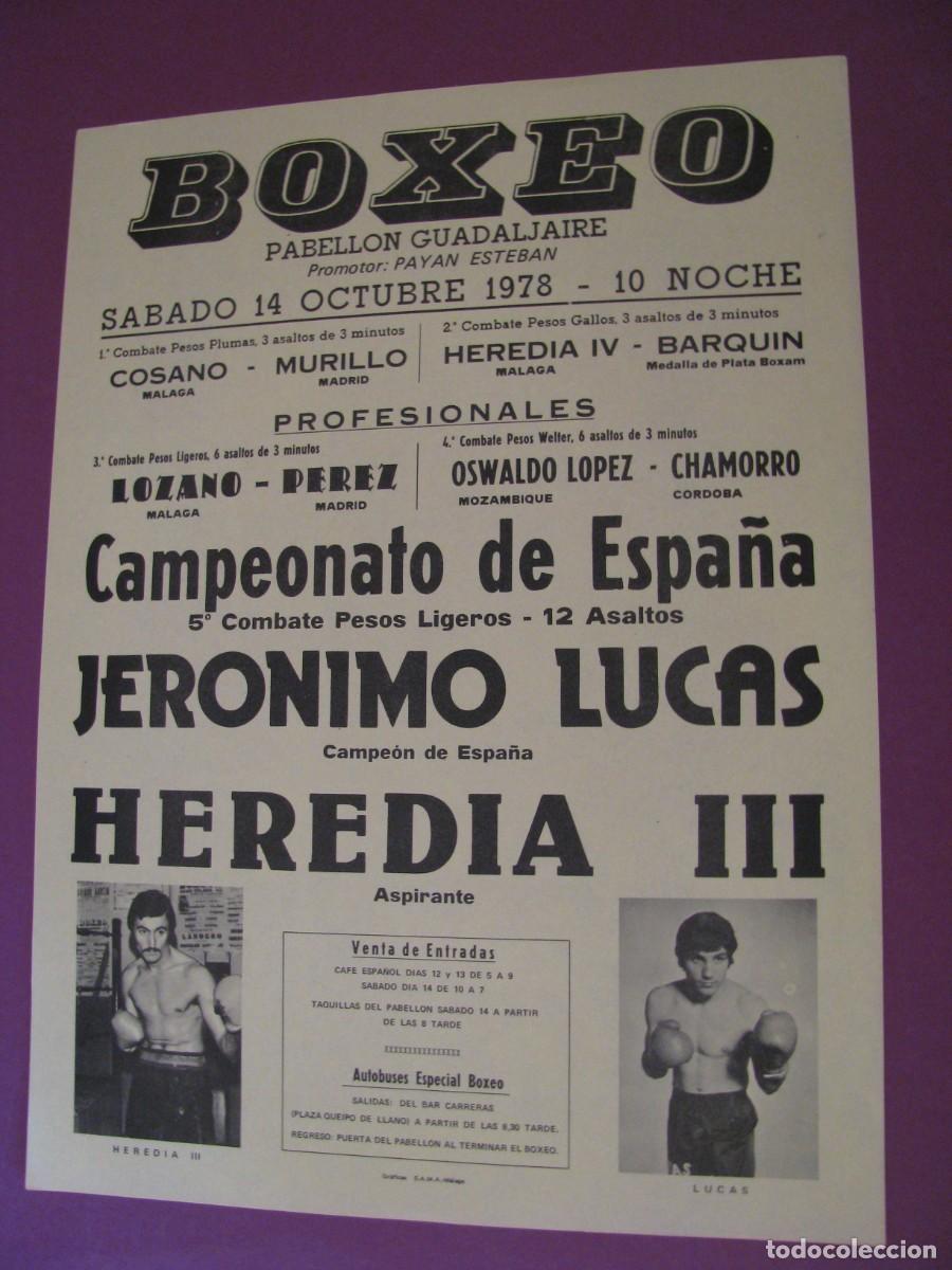 Coleccionismo deportivo: BOXEO. PABELLON GUADALJAIRE 1978. JERONIMO LUCAS, HEREDIA III. 29X21 CM.