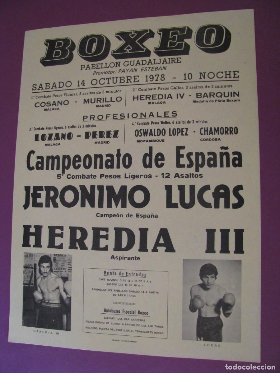 Coleccionismo deportivo: BOXEO. PABELLON GUADALJAIRE 1978. JERONIMO LUCAS, HEREDIA III. 29X21 CM.