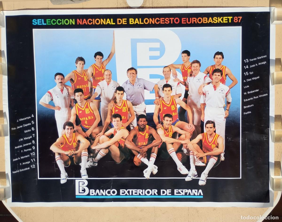 Coleccionismo deportivo: Poster Selecci&oacute;n Nacional de Baloncesto Eurobasket 87, Banco Exterior de Espa&ntilde;a