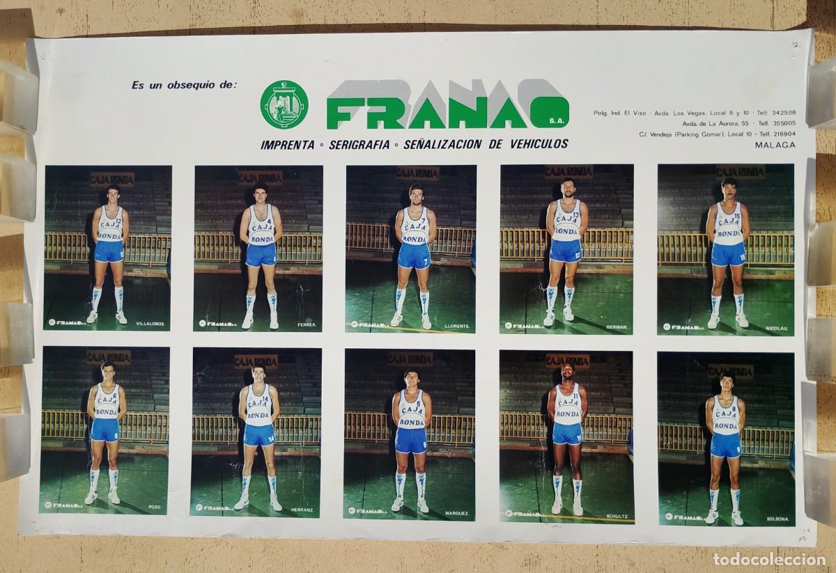 Coleccionismo deportivo: Poster Caja Ronda Equipo Baloncesto M&aacute;laga Obsequio Franac