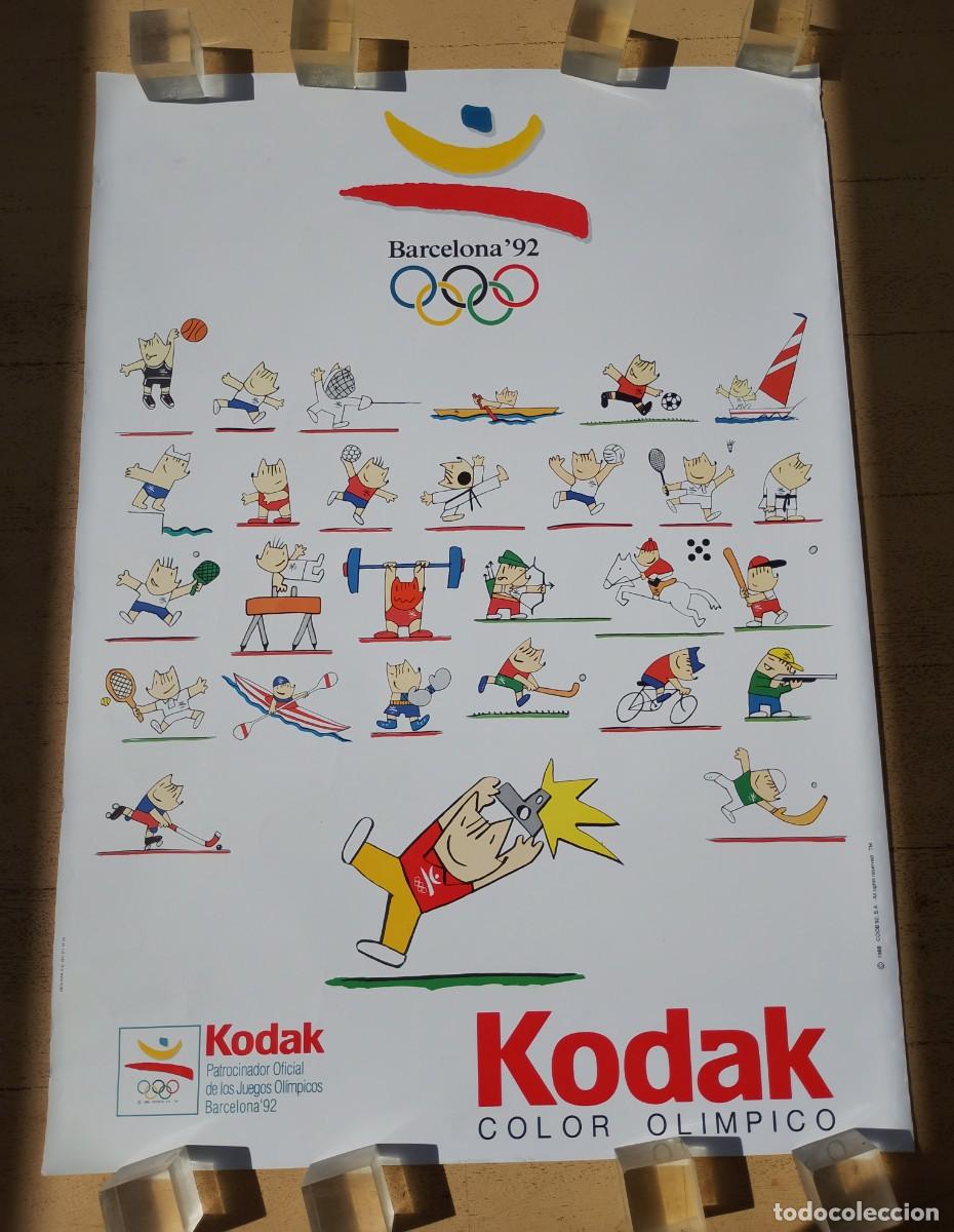 Coleccionismo deportivo: Poster Barcelona 92 Kodak Color Ol&iacute;mpico Mascota COBI