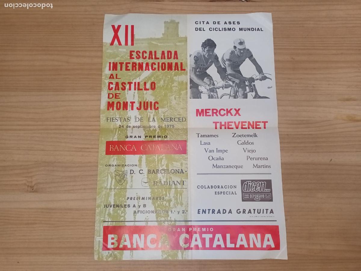 Coleccionismo deportivo: CICLISMO CARTEL XII ESCALADA MONTJUIC 1975. MERCK, THEVENET, OCA&Ntilde;A, GALDOS, PERURENA ETC MONTJUICH